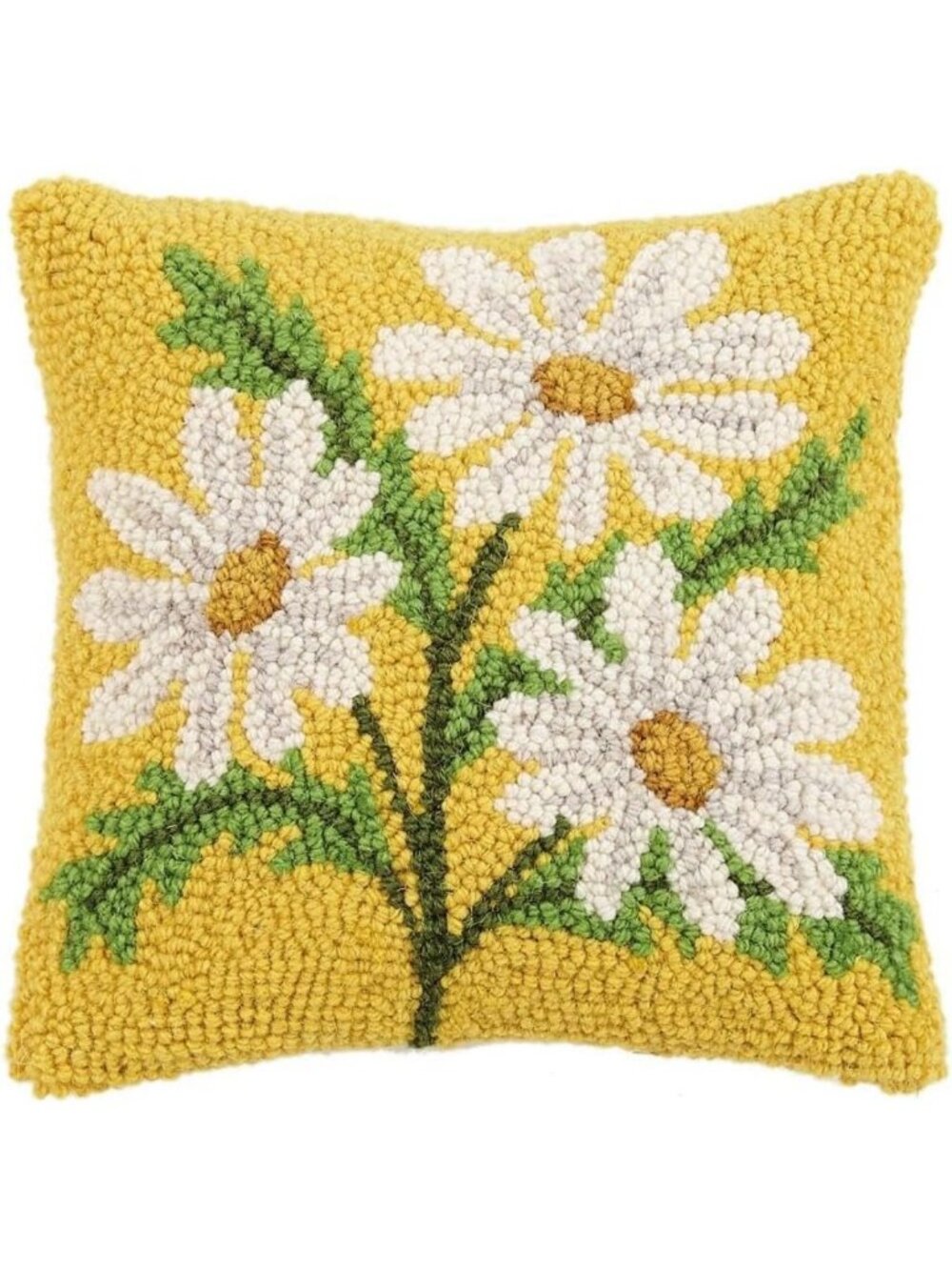 Chic 10-Inch Square Daisy Hook Pillow - Soft Wool & Cotton Home Decor Accent